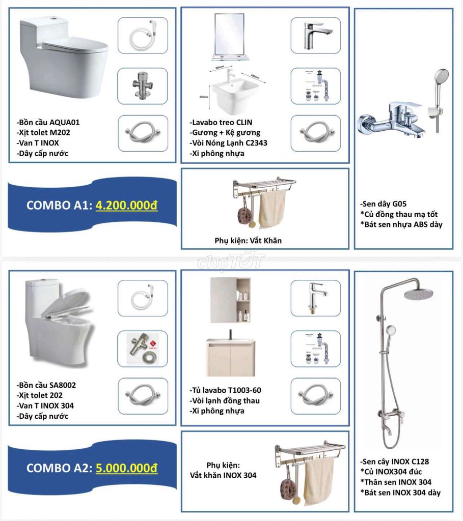 COMBO THIẾT BỊ VỆ SINH CAO CẤP GIÁ TỐT. Mua bán Thiết bị vệ sinh, nhà tắm tại Quận Liên Chiểu Đà Nẵng được đăng bởi BINH MINH hình 1