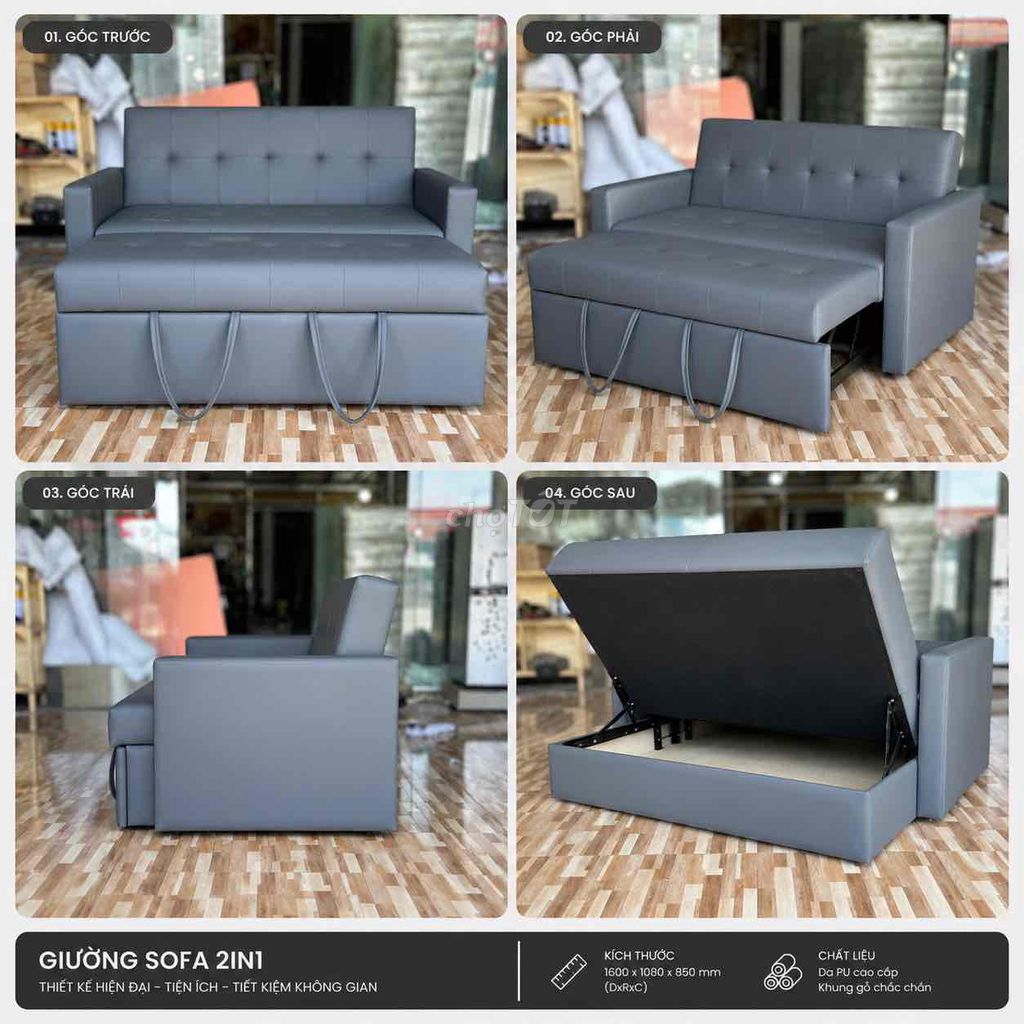 Ghế sofa giường Da Hàn Quốc Xám 2m2x1m58. Mua bán Giường, chăn ga gối nệm tại Huyện Hóc Môn Tp Hồ Chí Minh được đăng bởi Quang Linh hình 1