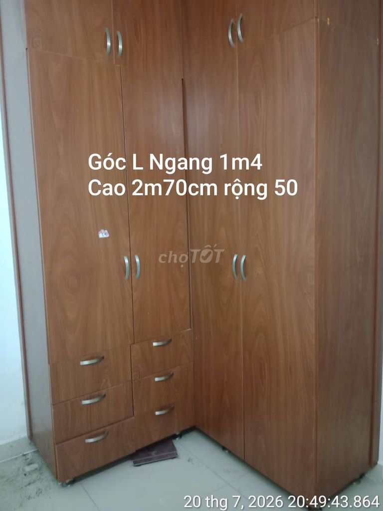 Tủ quần áo Gỗ MDF Nâu Góc L 1m4x2m70cm. Mua bán Tủ, kệ gia đình tại Quận 12 Tp Hồ Chí Minh được đăng bởi Ngọc Thiện hình 1