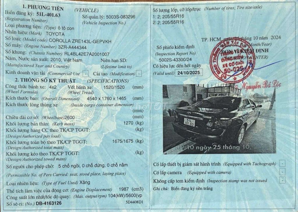 TOYOTA COROLA ALTIS 2.0V SX 2010 AT BẢO HÀNH 1NAM. Mua bán Ô tô tại Quận Bình Tân Tp Hồ Chí Minh được đăng bởi Lê Tử can  hình 19