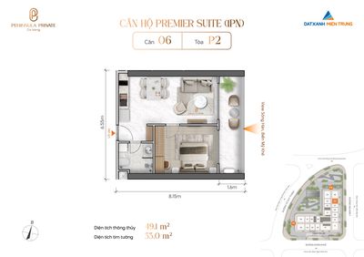 Căn hộ 49,2 m² · 1 PN · Đường Doãn Khuê