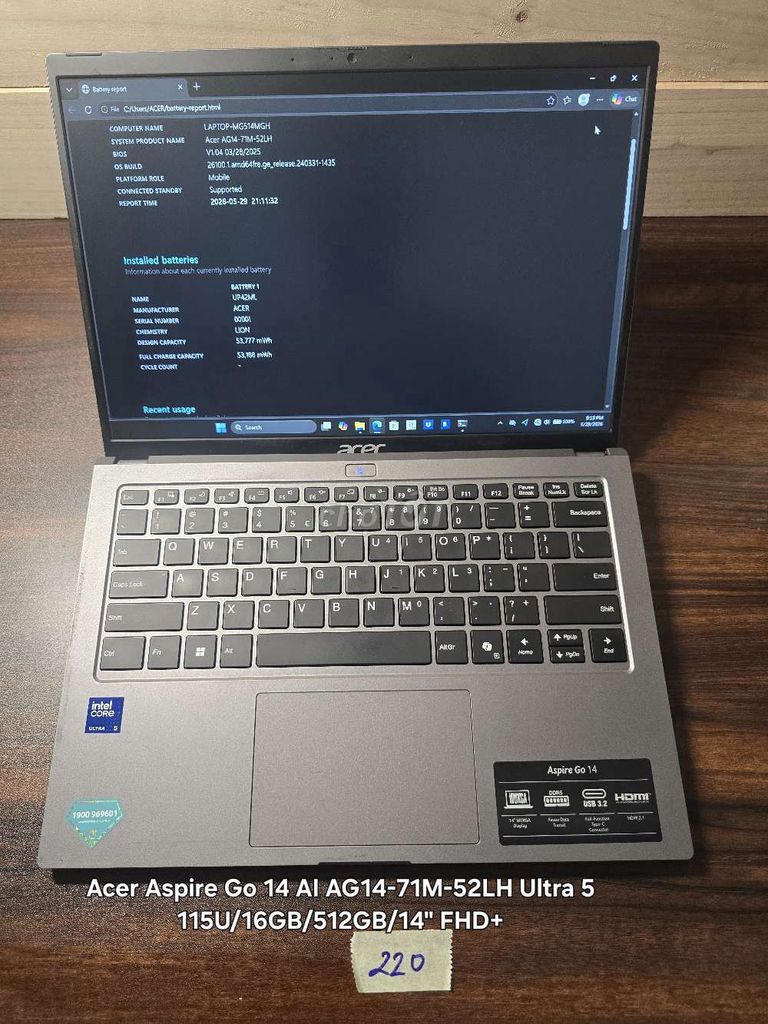 0220 Acer Aspire Go 14 AI Ultra5 115U/16G/512G. Mua bán Laptop tại Quận Bình Tân Tp Hồ Chí Minh được đăng bởi T D Laptop hình 1