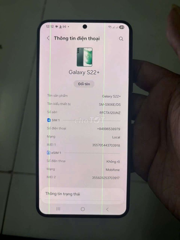 Samsung Galaxy S22+ 256GB. Mua bán Điện thoại tại Thành phố Thuận An Bình Dương được đăng bởi quỳnh như hình 1