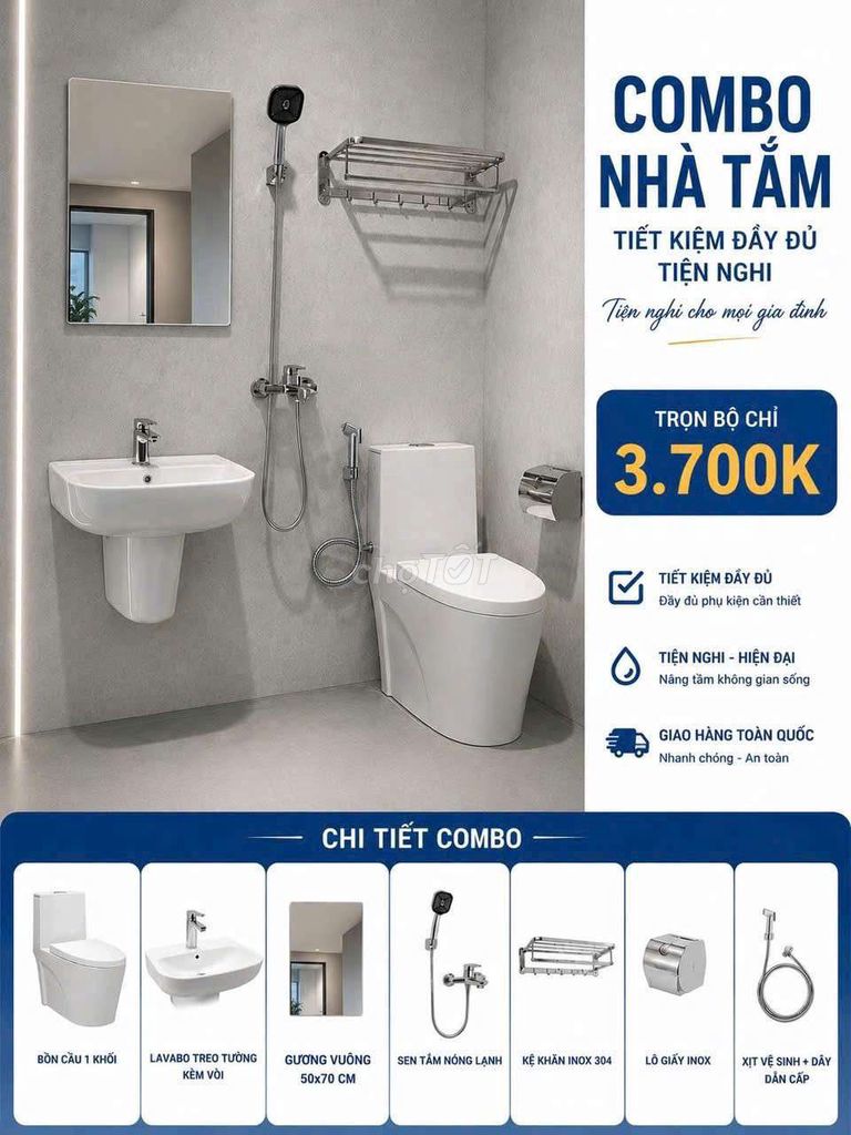 Combo thiết bị vệ sinh Aloha Sứ, Đồng mạ crom. Mua bán Thiết bị vệ sinh, nhà tắm tại Quận Hà Đông Hà Nội được đăng bởi Nguyễn Hiếu hình 1