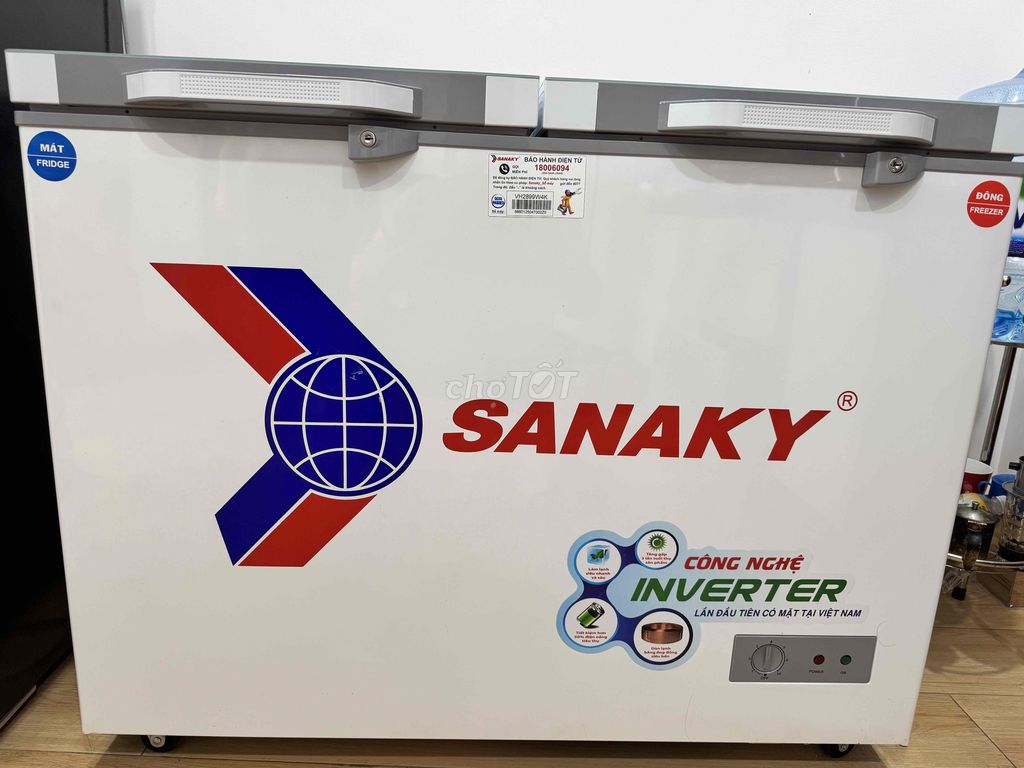 Tủ đông Sanaky 220l, 2 ngăn, Inverter, mới 100%