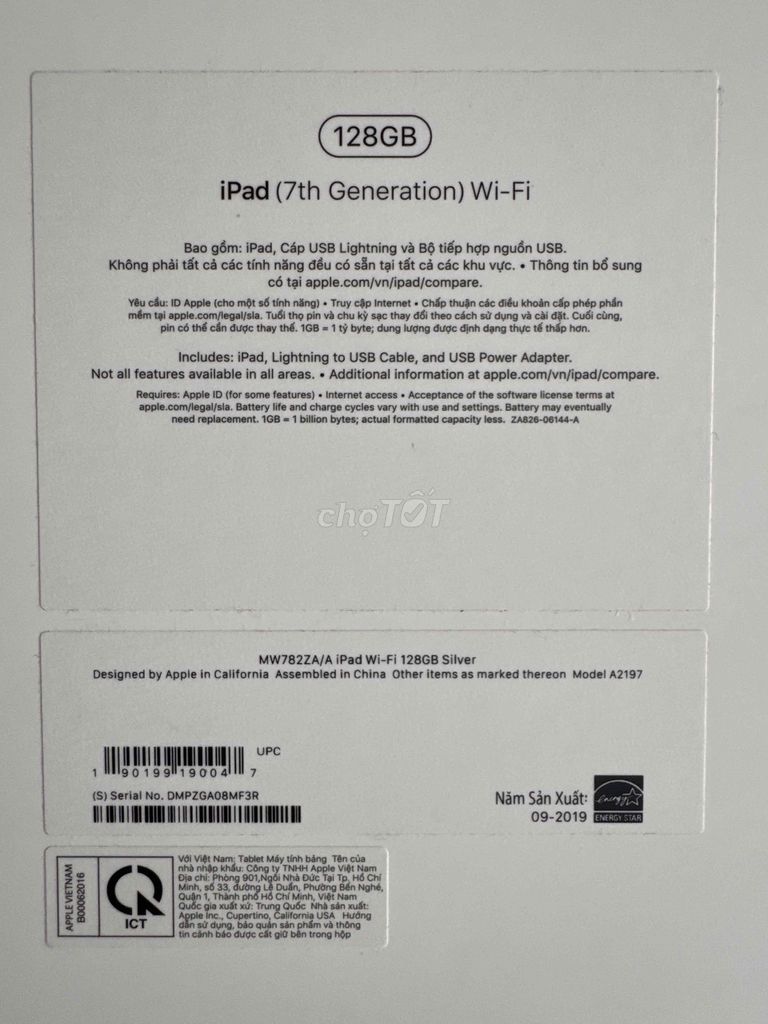 Apple iPad Gen 7 10.2 inch 128GB. Mua bán Máy tính bảng tại Quận Tân Bình Tp Hồ Chí Minh được đăng bởi Hoàng Trung Song hình 1