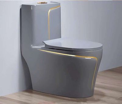 Bồn Cầu 1 Khối Xám Viền Vàng. Mua bán Thiết bị vệ sinh, nhà tắm tại Huyện Bình Chánh Tp Hồ Chí Minh được đăng bởi NiNa SHOP