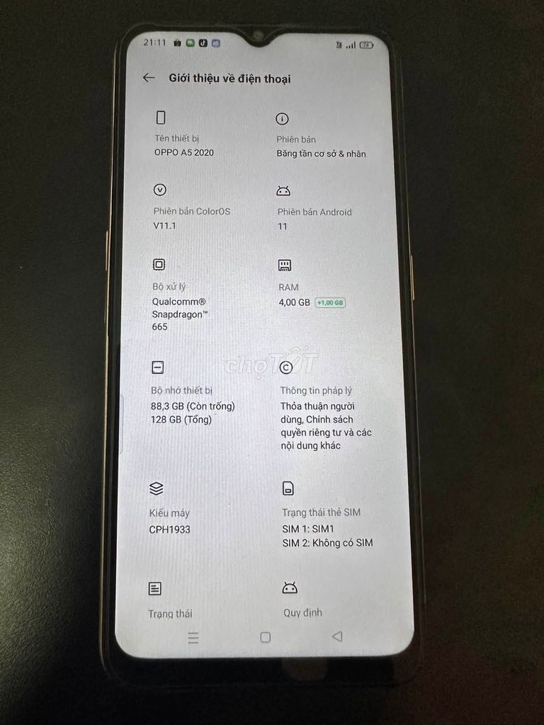 Oppo A5 2020 128GB Trắng. Mua bán Điện thoại tại Quận 10 Tp Hồ Chí Minh được đăng bởi Hội Đồ Điện Tử hình 1
