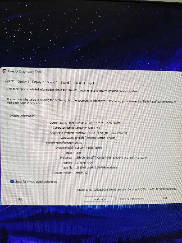 ASUS Máy tính để bàn i5-13400F 32GB. Mua bán Máy tính để bàn tại Thành phố Buôn Ma Thuột Đắk Lắk được đăng bởi my mai hình 1