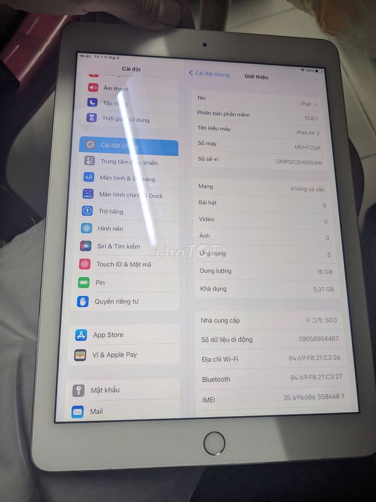 Apple iPad Air 2 16GB Trắng. Mua bán Máy tính bảng tại Quận Gò Vấp Tp Hồ Chí Minh được đăng bởi Thanh hình 1