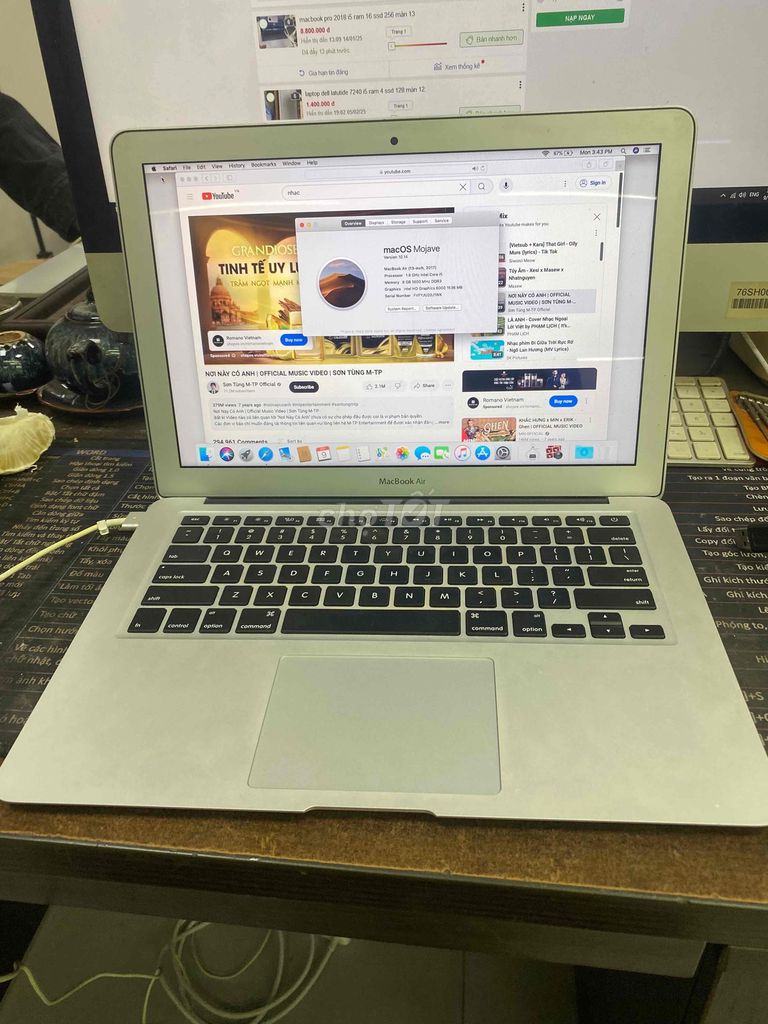 Macbook air 2017 i5 ram 8 ssd 128 màn 13 đẹp zin