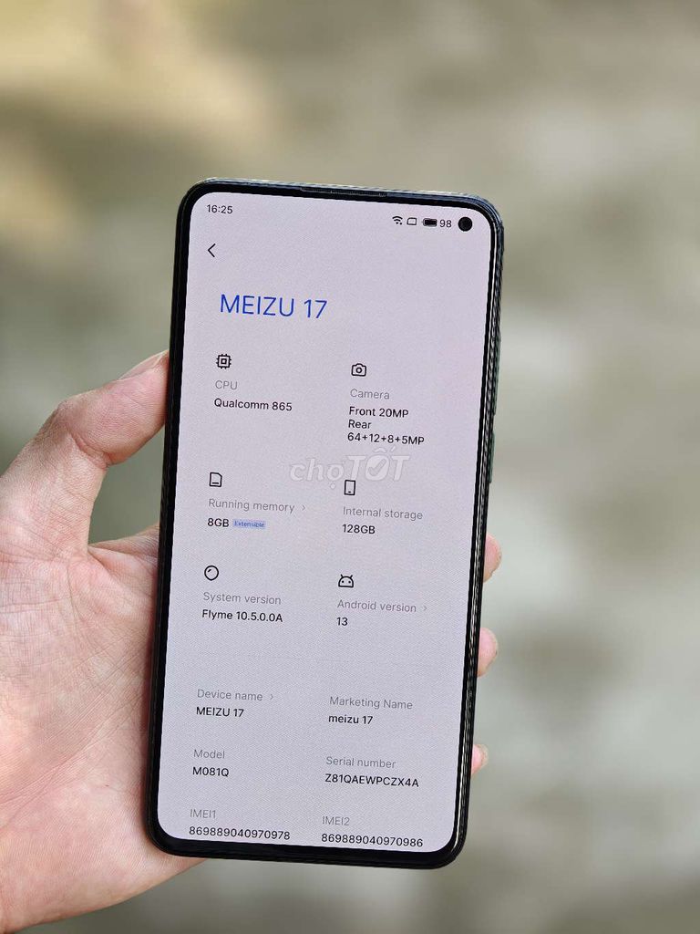 meizu 17 bản 8/128 máy nghiêm chỉnh lỗi lầm. Mua bán Điện thoại tại Thành phố Thủ Đức Tp Hồ Chí Minh được đăng bởi NANI MOBILE hình 1
