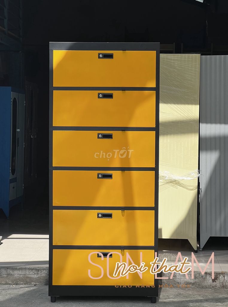 tủ locker màu vàng đẹp- tủ hồ sơ tĩnh đện vàng đen