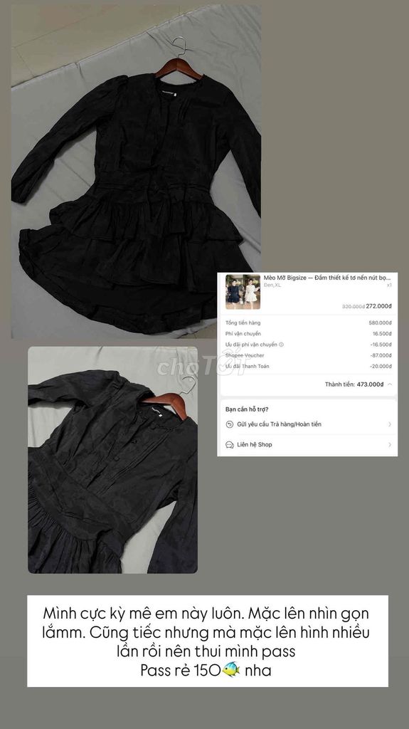 Đầm nữ Mèo Mỡ Bigsize XL Đen. Mua bán Quần áo tại Quận 7 Tp Hồ Chí Minh được đăng bởi Tuyền Nguyễn hình 1