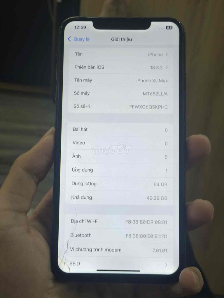 iPhone Xs Max 64GB Đen. Mua bán Điện thoại tại Thành phố Thủ Đức Tp Hồ Chí Minh được đăng bởi Duc nam hình 1
