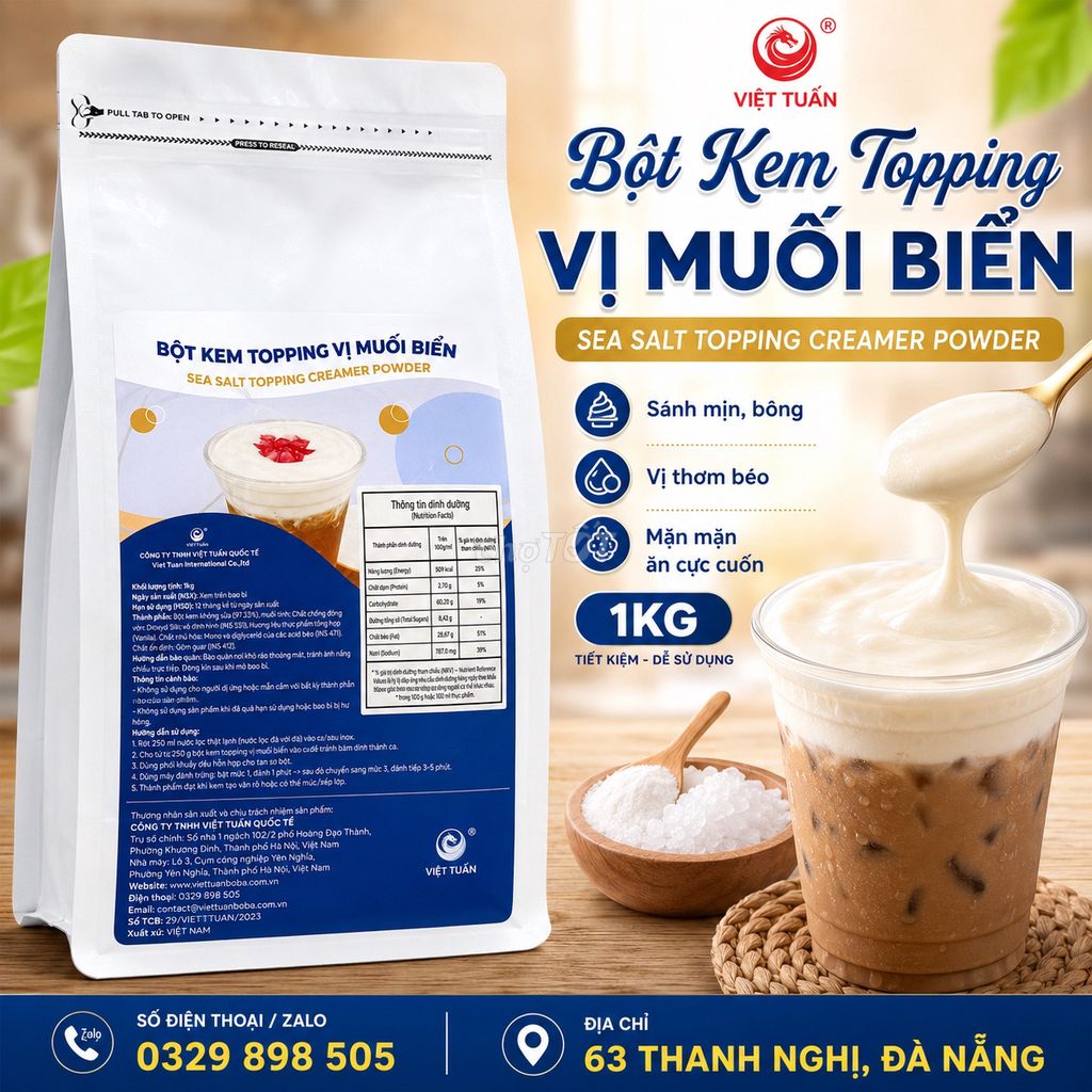 Bột Kem Topping Vị Muối Biển Việt Tuấn 1kg. Mua bán Đồ ăn, thực phẩm và các loại khác tại Quận Liên Chiểu Đà Nẵng được đăng bởi Sương hình 1