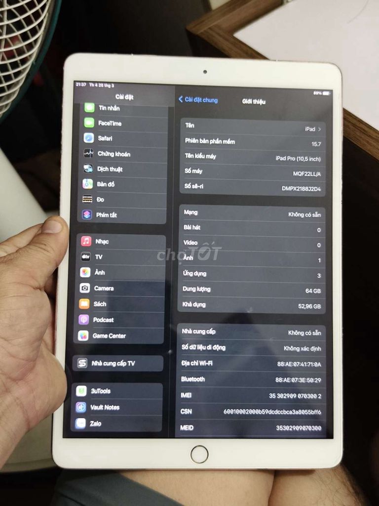 Apple iPad Pro 10.5 64GB Vàng hồng. Mua bán Máy tính bảng tại Quận Hoàng Mai Hà Nội được đăng bởi khanh hình 1