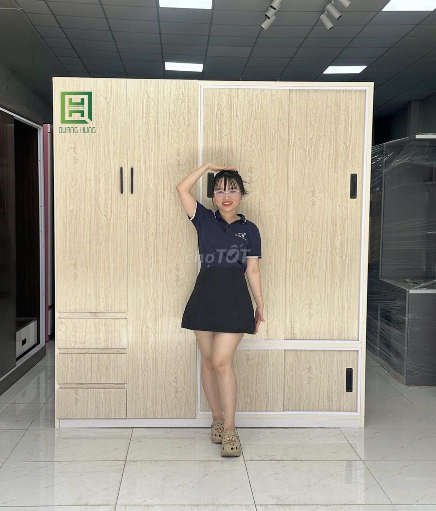 Tủ quần áo Quang Hùng ==tủ quần áo. Mua bán Tủ, kệ gia đình tại Thị xã Tân Uyên Bình Dương được đăng bởi Nội Thất Quang Hùng TD hình 1