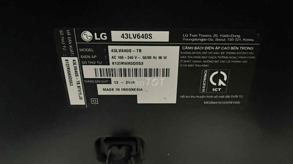 Tivi LG 43LV640S Hư hỏng. Mua bán Tivi, Âm thanh tại Quận Tân Bình Tp Hồ Chí Minh được đăng bởi dainguyen hình 1