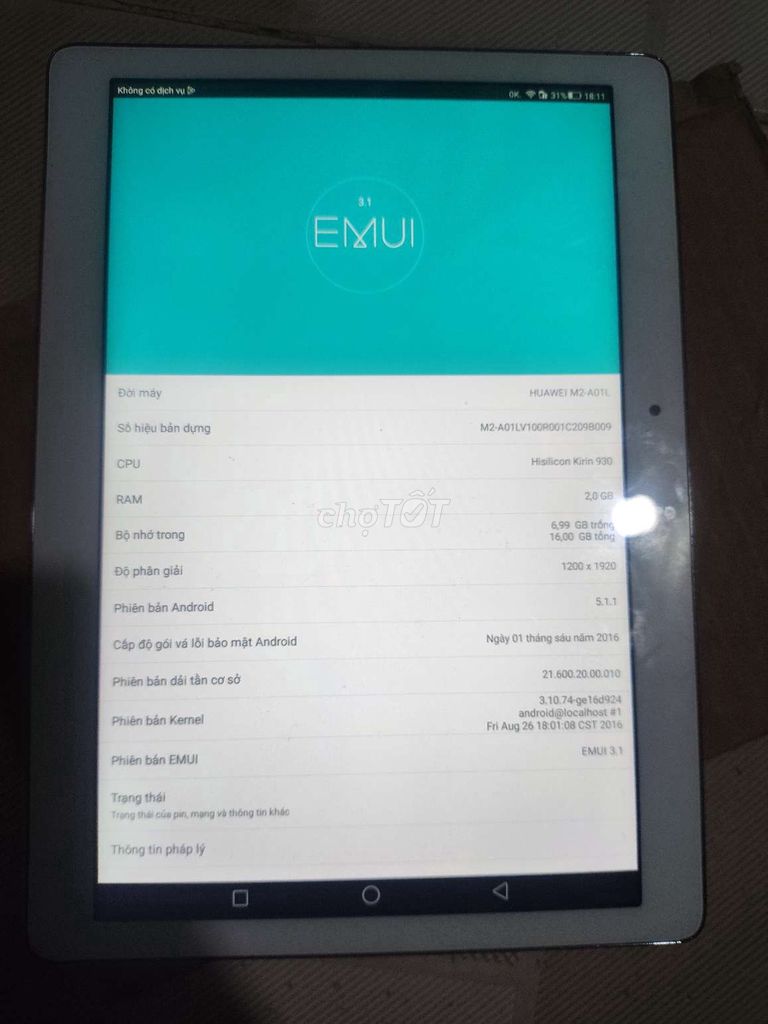 Huawei M2-A01L 10 inch 2GB/16GB Bạc. Mua bán Máy tính bảng tại Quận Bình Tân Tp Hồ Chí Minh được đăng bởi tỉnh hình 1