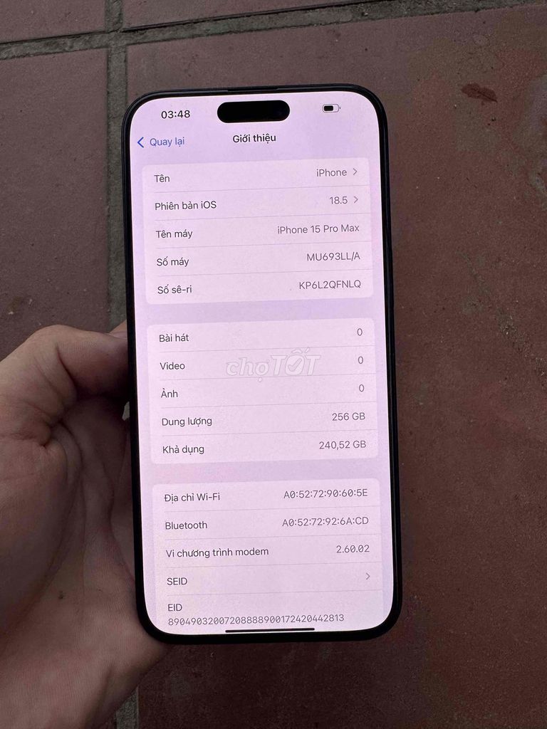 iPhone 15 Pro Max 256GB Đen. Mua bán Điện thoại tại Thành phố Bắc Giang Bắc Giang được đăng bởi Trang Trang hình 1