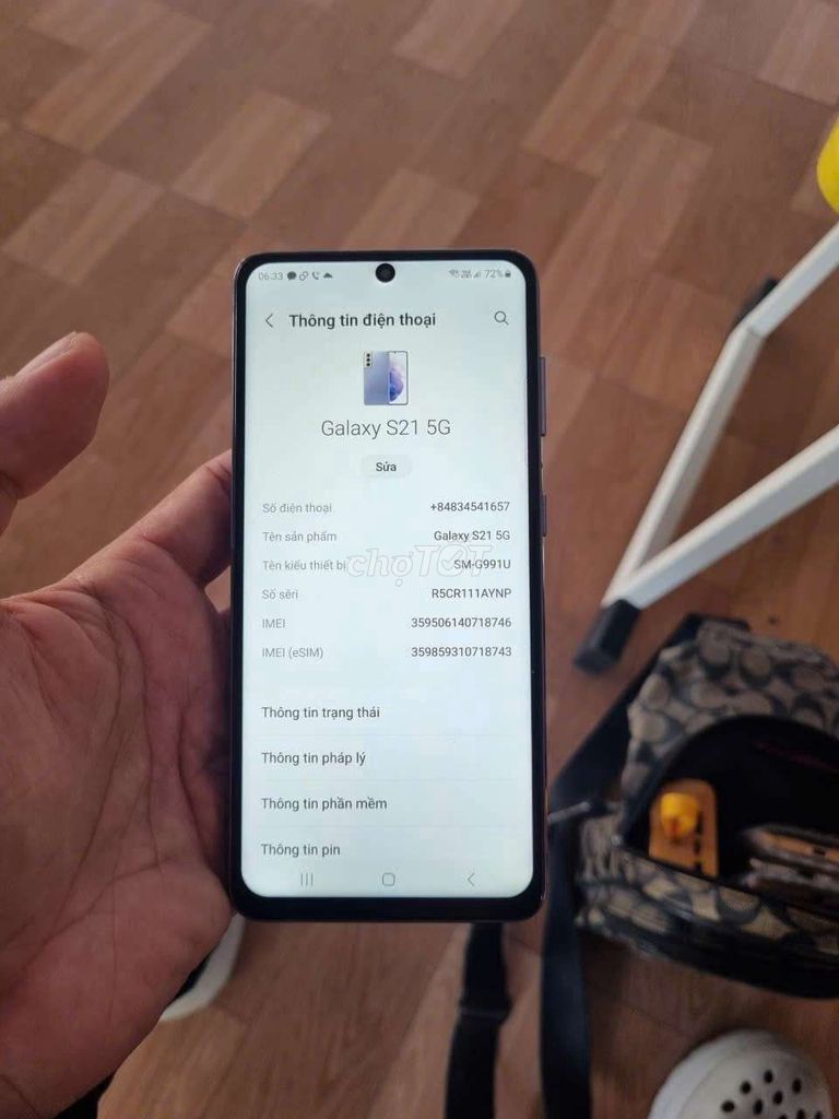 Samsung Galaxy S21 5G 128GB Tím 98%. Mua bán Điện thoại tại Thành phố Bến Tre Bến Tre được đăng bởi Thanh Thanh hình 1