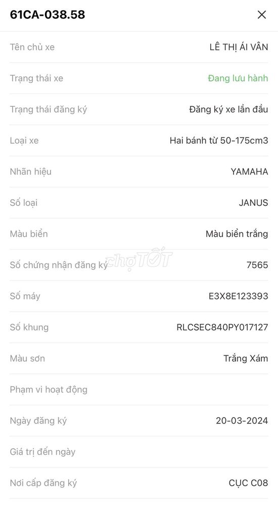Đổi xe nên bán Yamaha Janus 125 trắng chính chủ. Mua bán Xe máy tại Thành phố Dĩ An Bình Dương được đăng bởi Lê Thị Ái Vân hình 4
