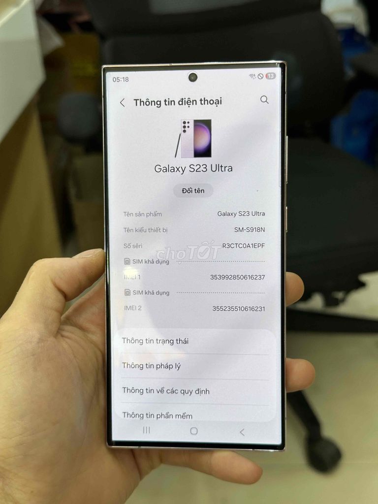 Samsung Galaxy S23 Ultra 512GB Tím. Mua bán Điện thoại tại Quận Hoàng Mai Hà Nội được đăng bởi Thành Đức hình 1