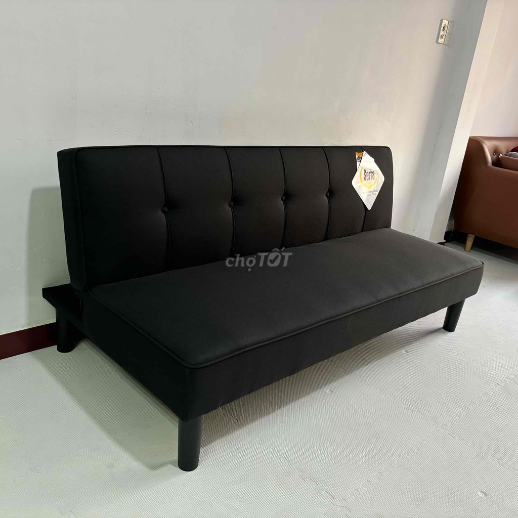 Freeship ghế giường nằm vải bố màu đen dài 1.7m