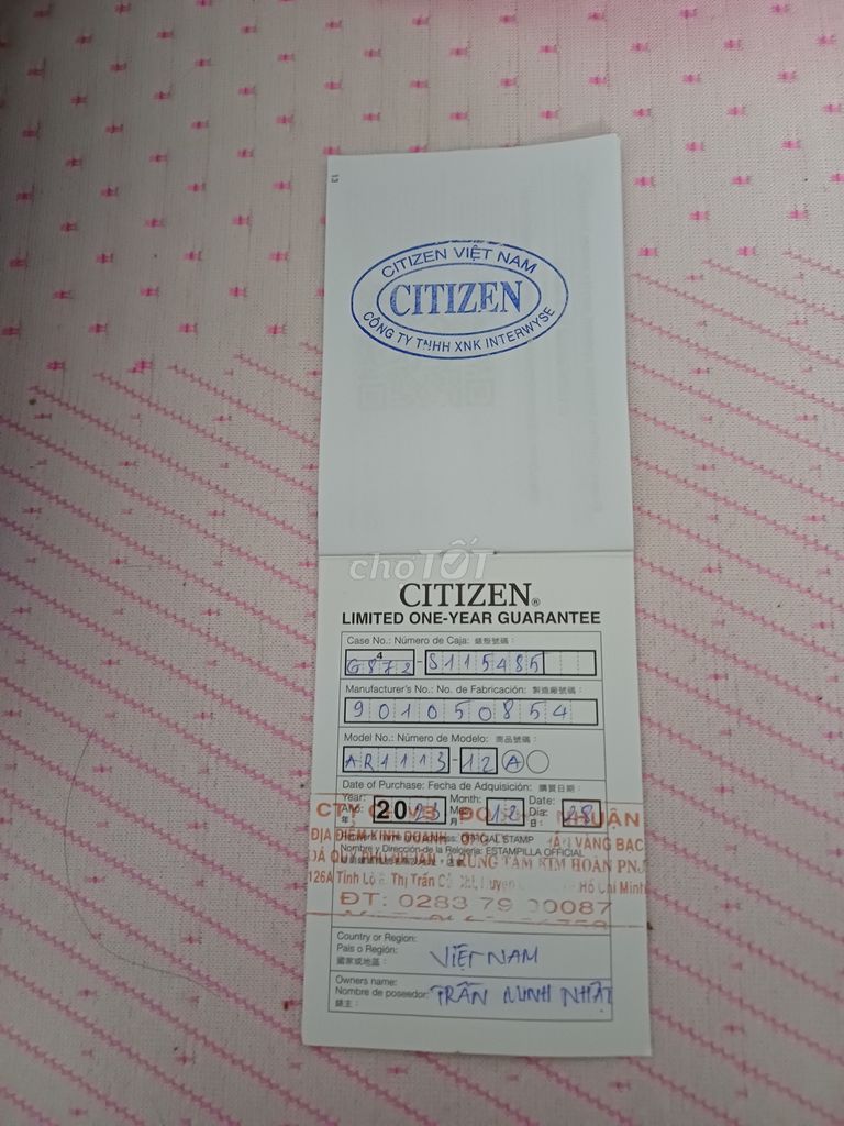 Đồng hồ citizen new