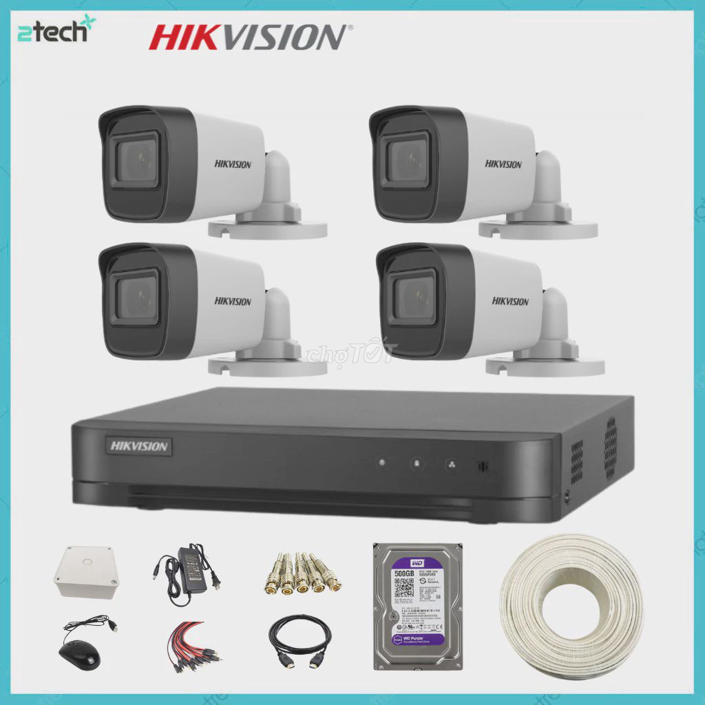 Trọn Bộ Camera 4 Mắt Hikvision 2.0MP Full HD. Mua bán Máy ảnh, Máy quay tại Quận Hoàng Mai Hà Nội được đăng bởi Lắp đặt Sửa Chữa Camêra Khoá Vân tay Máy Chấm Công hình 1