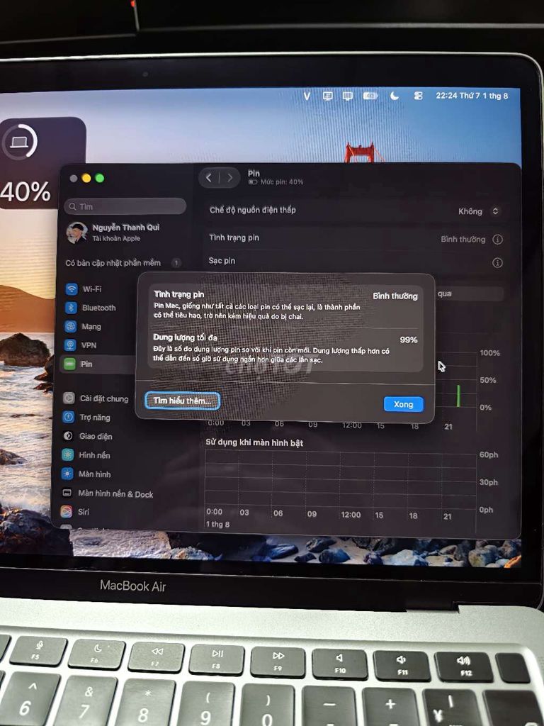 Apple MacBook Air M1 8GB/256GB Bạc. Mua bán Laptop tại Huyện Nhà Bè Tp Hồ Chí Minh được đăng bởi Thanh Qui hình 1
