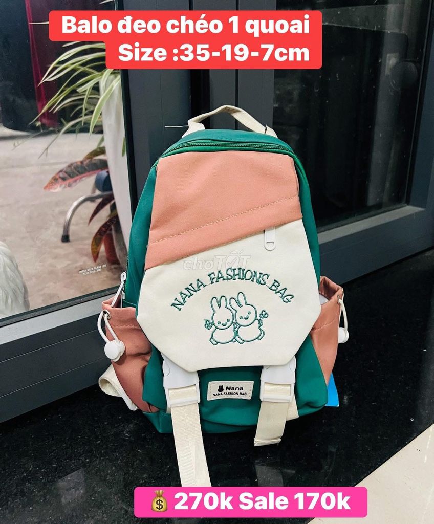 Balo Nana Xanh lá, hồng, trắng 35-19-7cm. Mua bán Túi xách tại Quận Tân Phú Tp Hồ Chí Minh được đăng bởi Triệu Hoàng Audio hình 1