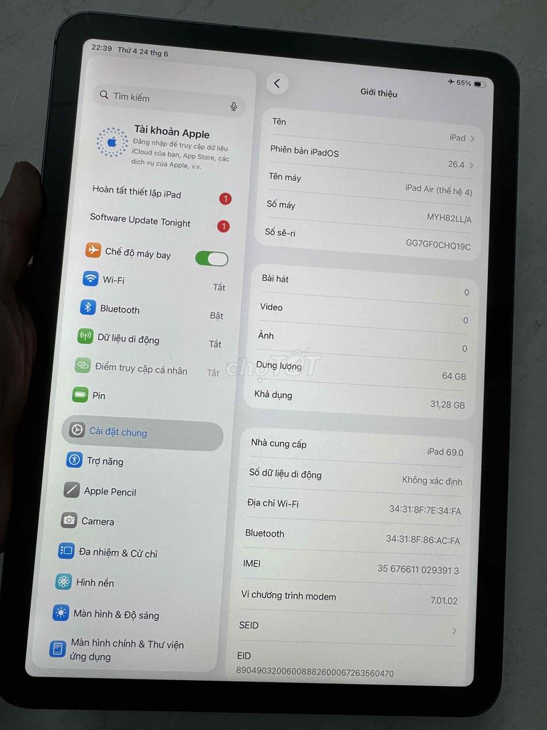 Apple iPad Air 4 64GB. 4G. Mua bán Máy tính bảng tại Quận Tân Phú Tp Hồ Chí Minh được đăng bởi TRHIEP hình 1