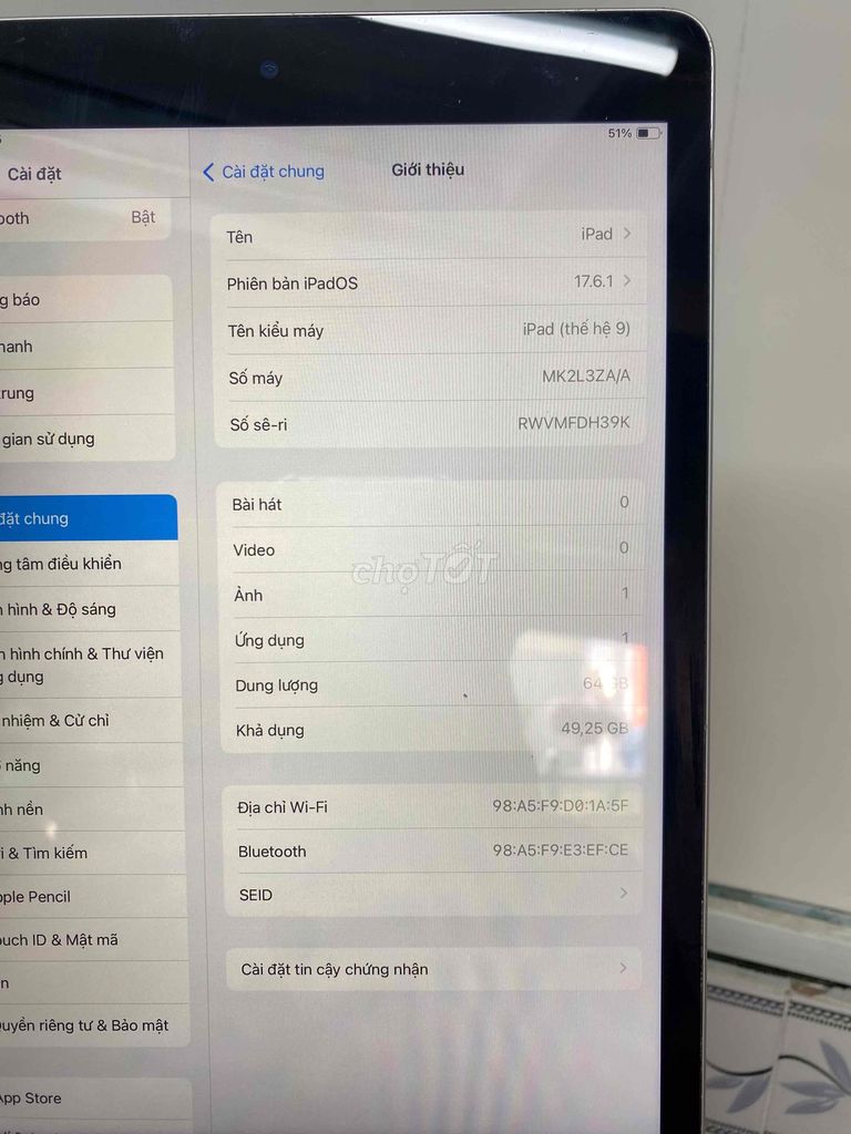 Apple iPad Gen 9 64GB Pai Bát full. Mua bán Máy tính bảng tại Quận 12 Tp Hồ Chí Minh được đăng bởi Tính hình 1