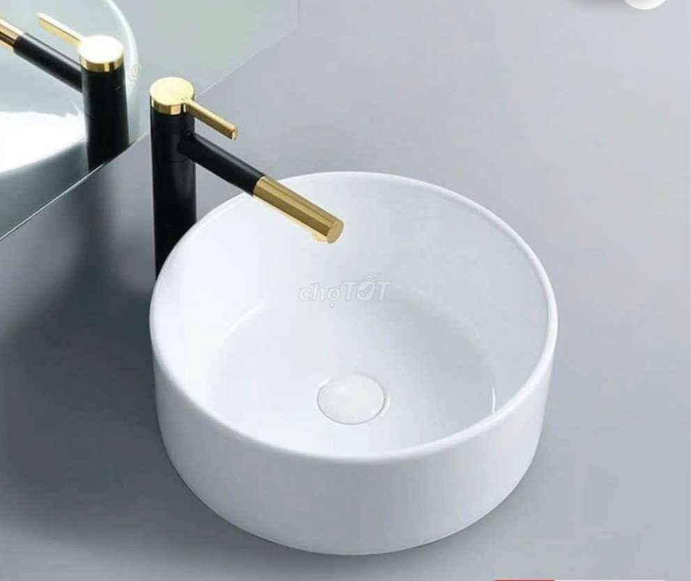 Lavabo Đặt Bàn Đá Tròn Màu Trắng