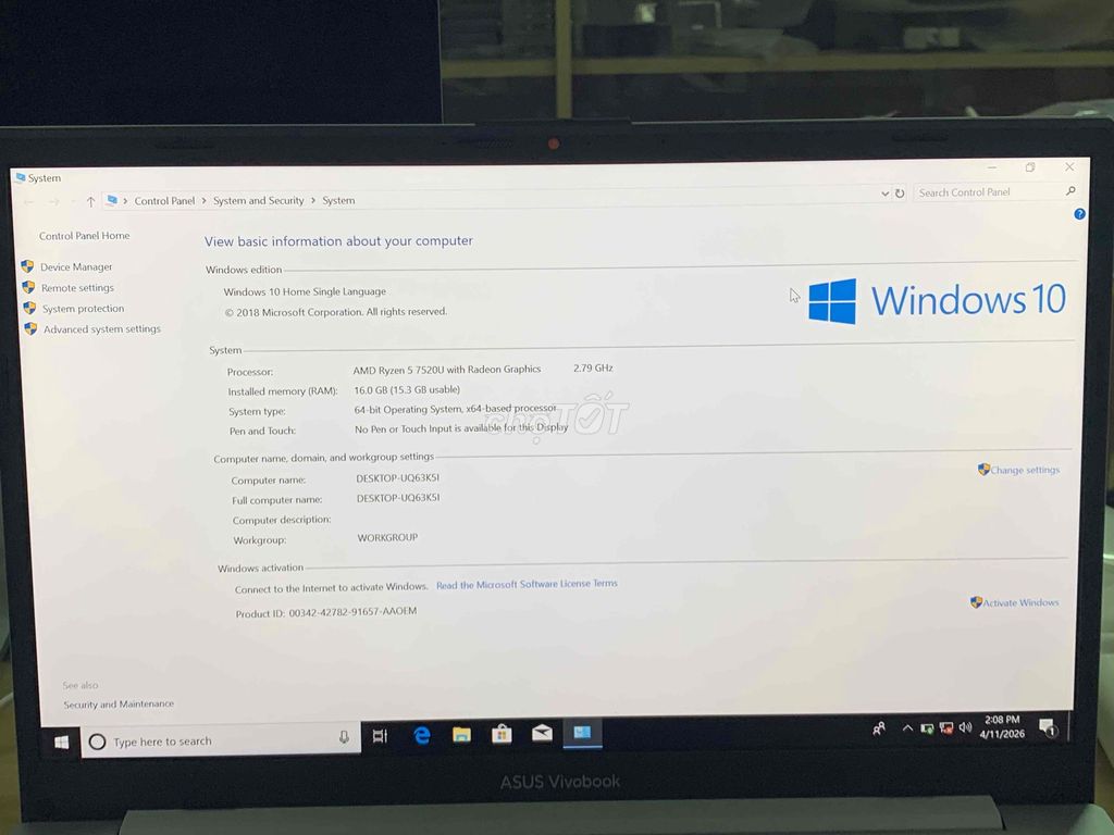 Asus Vivobook Go 14/15 AMD Ryzen 5 16GB. Mua bán Laptop tại Quận 10 Tp Hồ Chí Minh được đăng bởi Tố Tâm hình 1