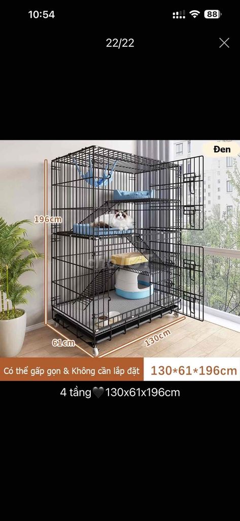 mua 819 pass 350 Chuồng mèo kim loại 4 tầng Đen. Mua bán Phụ kiện, Thức ăn, Dịch vụ tại Thành phố Thuận An Bình Dương được đăng bởi huong hình 1