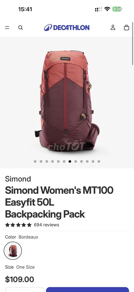 Ba lô DECATHLON Simond MT100 Easyfit Nữ 50L MỚI. Mua bán Túi xách tại Quận 7 Tp Hồ Chí Minh được đăng bởi Nhật Linh hình 1