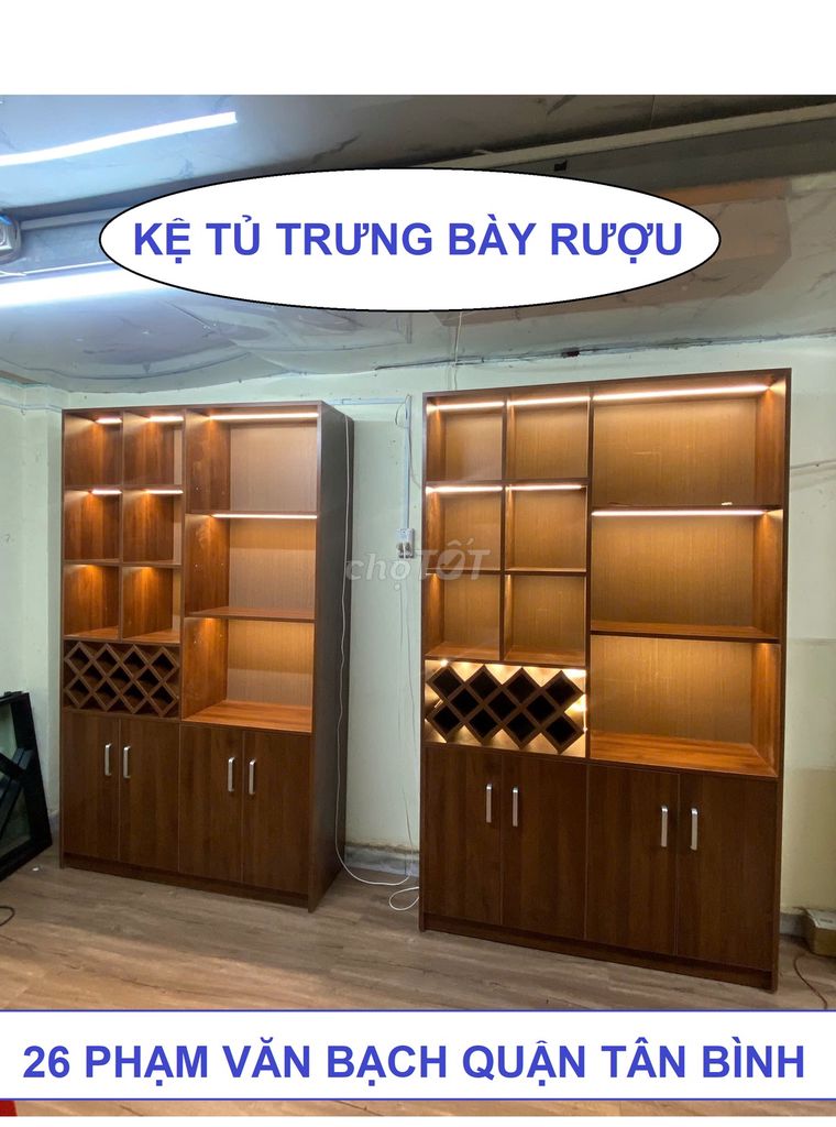 KỆ TỦ TRƯNG BÀY RƯỢU PHÒNG KHÁCH / SHOWROOM 120X2M. Mua bán Tủ, kệ gia đình tại Quận Bình Tân Tp Hồ Chí Minh được đăng bởi NỘI THẤT SẢN XUẤT TẠI XƯỞNG hình 1