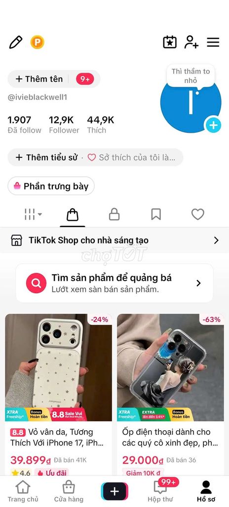 Tài khoản TikTok 12.9K Followers Shop Live. Dịch vụ tại Quận Hải Châu Đà Nẵng được đăng bởi Hùng Trần Công hình 1