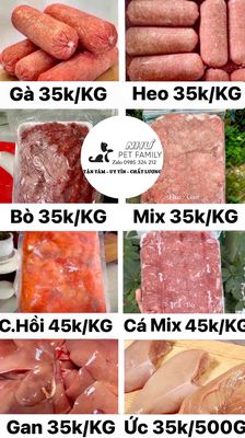 Thức ăn thịt ,cá, gan xay cho chó mèo 35k/KG