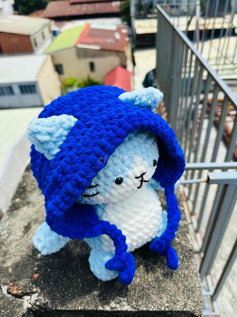 [Handmade] Mèo đội mũ sz to Bằng Len Nhung Đũa