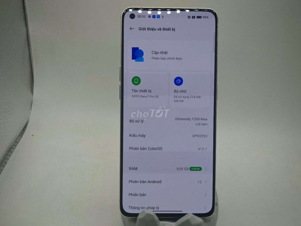 Oppo Reno 7 Pro 8/256 QT máy đẹp keng (bao test)