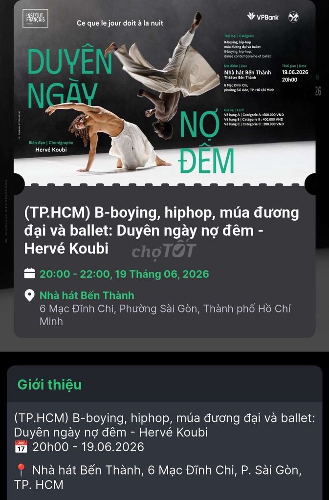 Vé Duyên Ngày Nợ Đêm Nhà hát Bến Thành Hạng B. Mua bán Sở thích khác tại Quận 1 Tp Hồ Chí Minh được đăng bởi Bunny hình 1