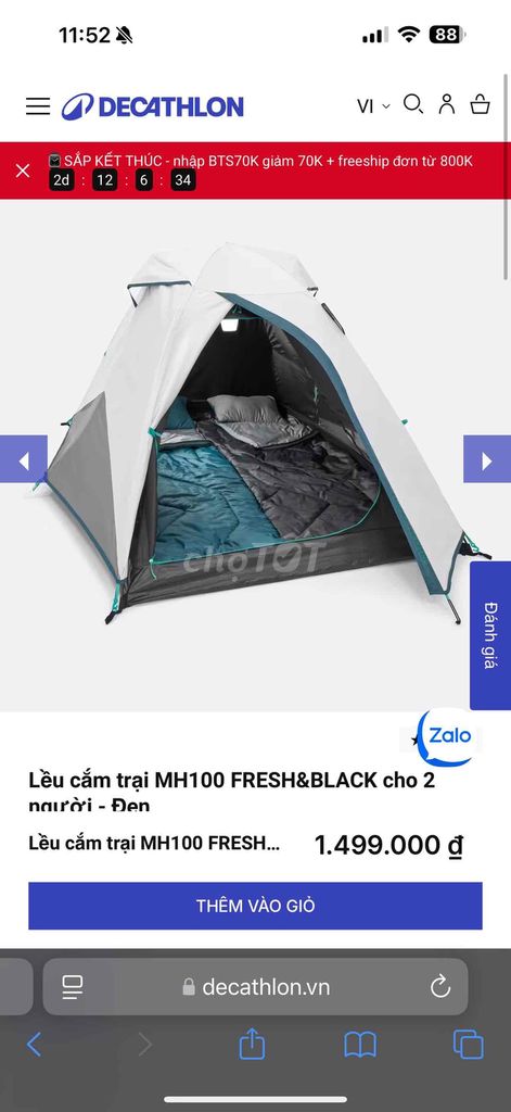 THANH LÝ LỀU CAMPING CỦA DECATCHLON 2 người