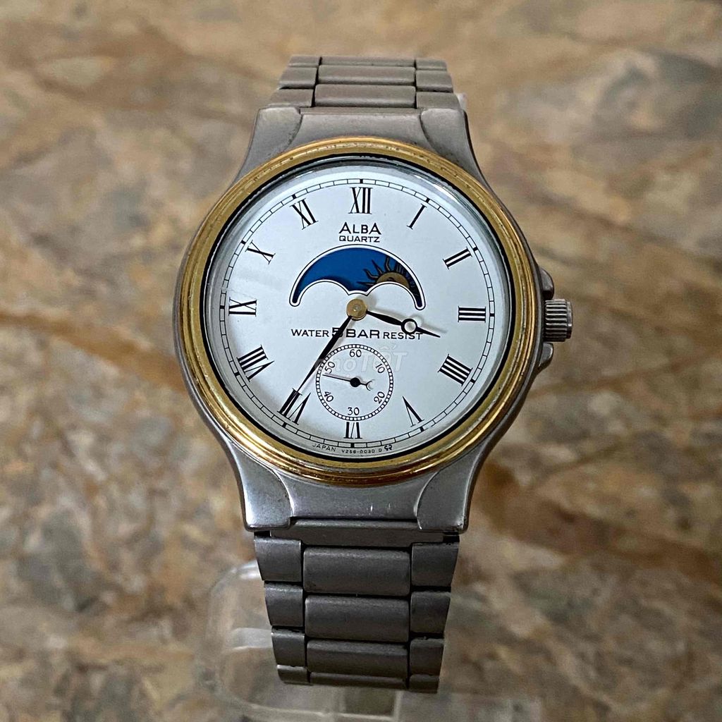 Đồng Hồ Nam PIN Alba seiko trăng sao