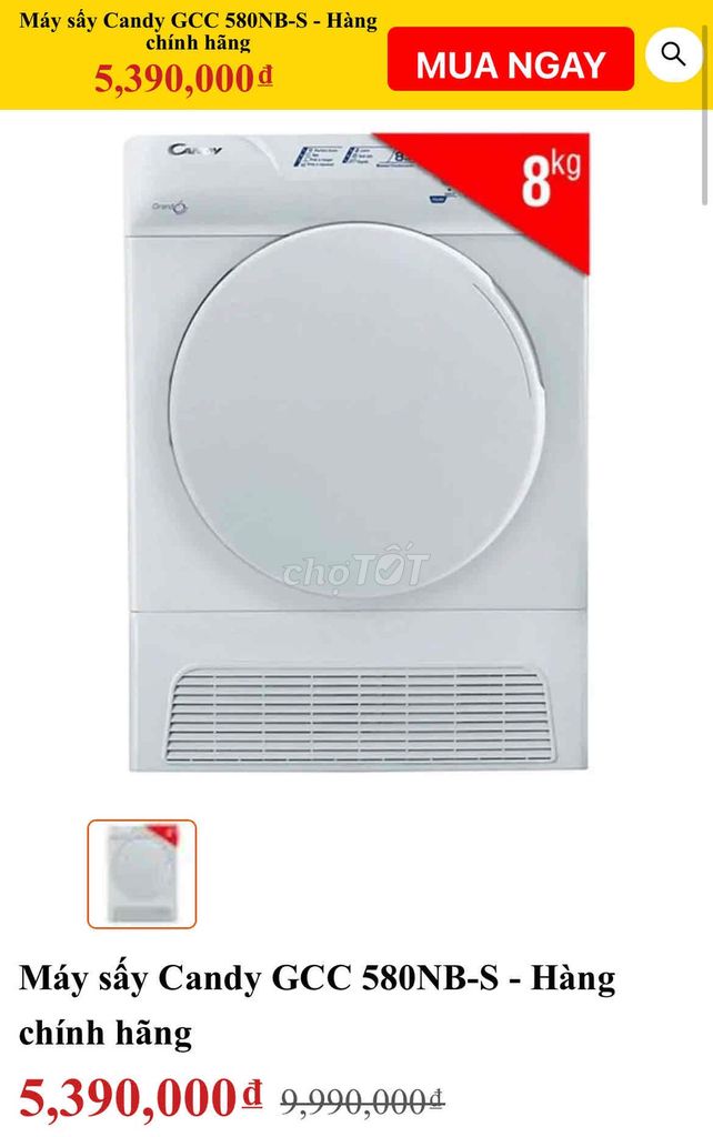 Máy sấy quần áo Candy GCC 580NB-S 8kg Trắng. Mua bán Máy giặt tại Quận Tân Bình Tp Hồ Chí Minh được đăng bởi Nguyễn Trường hình 1