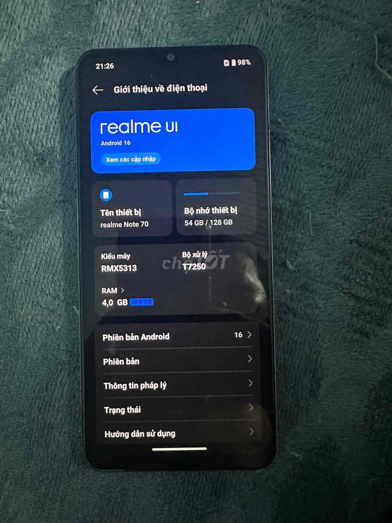 Realme Note 70 Vàng. Mua bán Điện thoại tại Thành phố Thủ Đức Tp Hồ Chí Minh được đăng bởi Quốc Huy hình 1