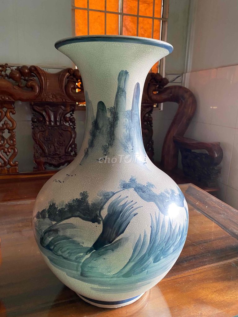 Bình gốm Bát Tràng men rạn vẽ nứt 60cm. Mua bán Đồ sưu tầm, đồ cổ tại Thành phố Thủ Dầu Một Bình Dương được đăng bởi Lê phương BDS TDM BD hình 1